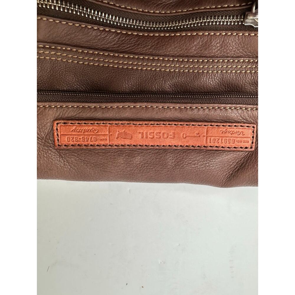 Vintage Y2K Fossil Genuine Leather Crossbody Bag – Distressed Brown Key Charm - Picture 11 of 13
